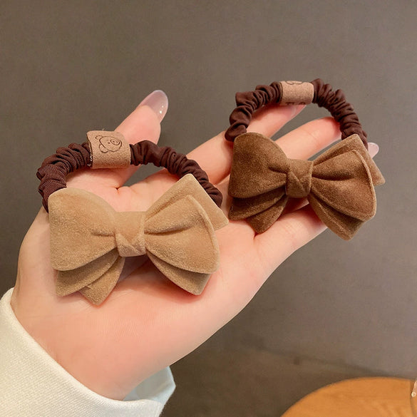 Handmade Plush Bowknot Scrunchie Cloth Hair Ring High Elastic Hair Tie Fashion Headwear For Women