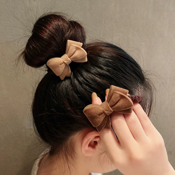 Handmade Plush Bowknot Scrunchie Cloth Hair Ring High Elastic Hair Tie Fashion Headwear For Women
