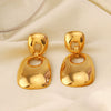 Handmade Polished Stainless Steel Geometric Square Women's Earrings 18K Gold Plated