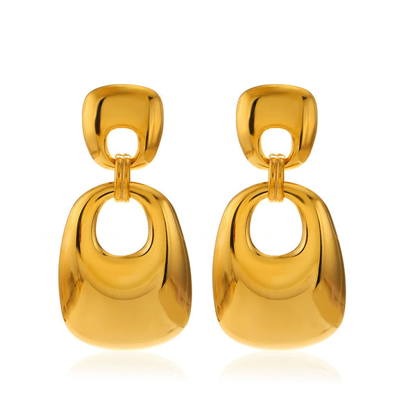 Handmade Polished Stainless Steel Geometric Square Women's Earrings 18K Gold Plated