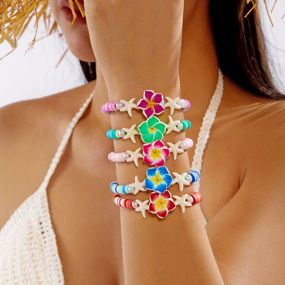 Handmade Polymer Clay Bracelet With Flower Animal Zodiac Patterns For Women