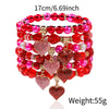 Handmade Polymer Clay Heart Bracelets For Girls With Letters Numbers Text Pattern As Valentine's Day Gifts