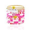 Handmade Polymer Clay Heart Bracelets For Girls With Letters Numbers Text Pattern As Valentine's Day Gifts