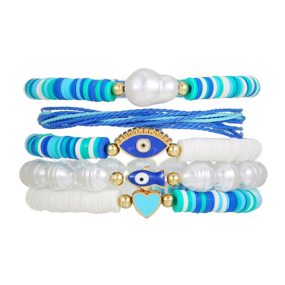 Handmade Polymer Clay Pearl Alloy Geometric Animal Style Beaded Bracelet