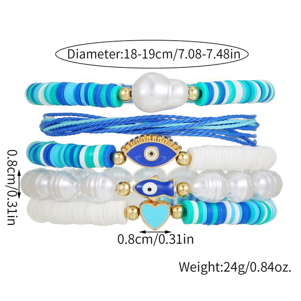 Handmade Polymer Clay Pearl Alloy Geometric Animal Style Beaded Bracelet