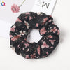 Handmade Printed Chiffon Floral Scrunchie Hair Tie With High Elasticity Fabric Ponytail Holder