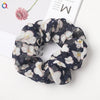 Handmade Printed Chiffon Floral Scrunchie Hair Tie With High Elasticity Fabric Ponytail Holder