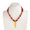 Handmade Printed Fabric Silk Scarf Necklace With Alloy Fish And Faux Pearl Pendant For Women