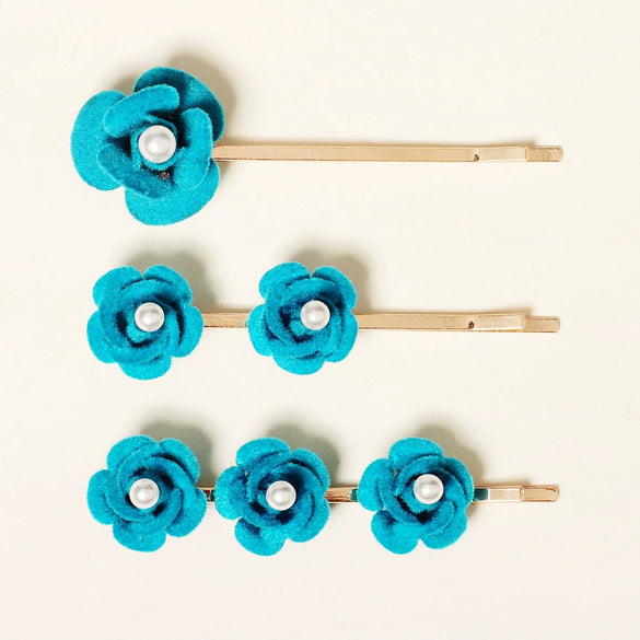 Handmade Red Rose Pearl Hair Clip For Women And Children Cloth Floral Side Barrette For Bangs Cute Retro Everyday Hair Accessory