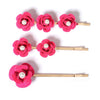Handmade Red Rose Pearl Hair Clip For Women And Children Cloth Floral Side Barrette For Bangs Cute Retro Everyday Hair Accessory