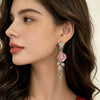 Handmade Resin Flower Tassel Earrings For Women Sweet Style Statement Earrings With Plastic Floral Design