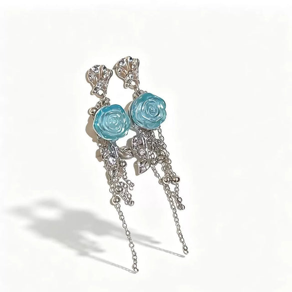 Handmade Resin Flower Tassel Earrings For Women Sweet Style Statement Earrings With Plastic Floral Design