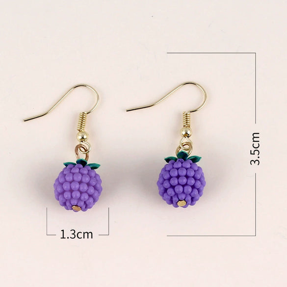 Handmade Resin Fruit Earrings For Women Cute Grape Banana Orange And Watermelon Foodinspired Ear Jewelry