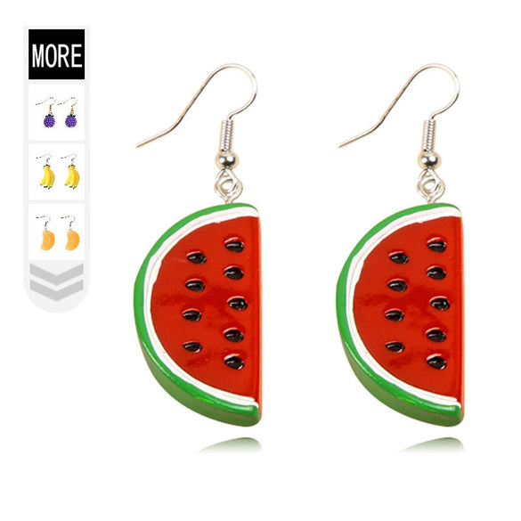 Handmade Resin Fruit Earrings For Women Cute Grape Banana Orange And Watermelon Foodinspired Ear Jewelry