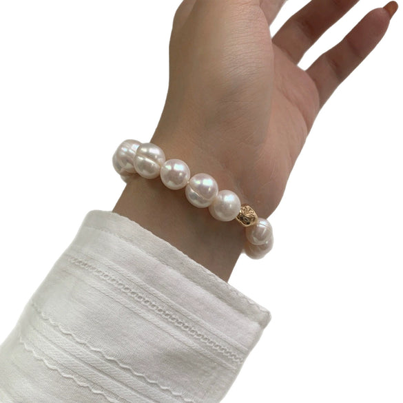 Handmade Retro Baroque Freshwater Pearl Women's Bracelet With Elastic Cord