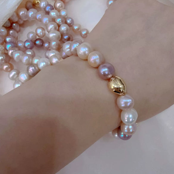 Handmade Retro Baroque Freshwater Pearl Women's Bracelet With Elastic Cord