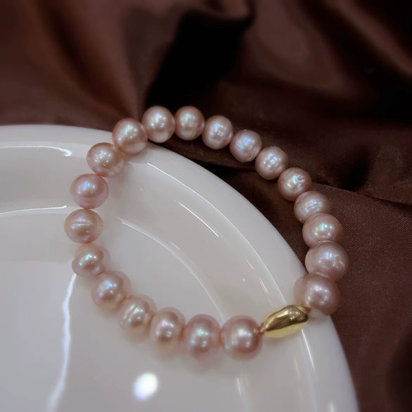 Handmade Retro Baroque Freshwater Pearl Women's Bracelet With Elastic Cord
