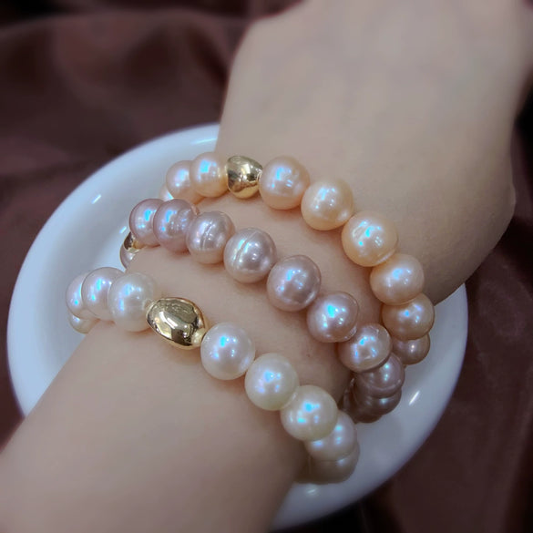 Handmade Retro Baroque Freshwater Pearl Women's Bracelet With Elastic Cord