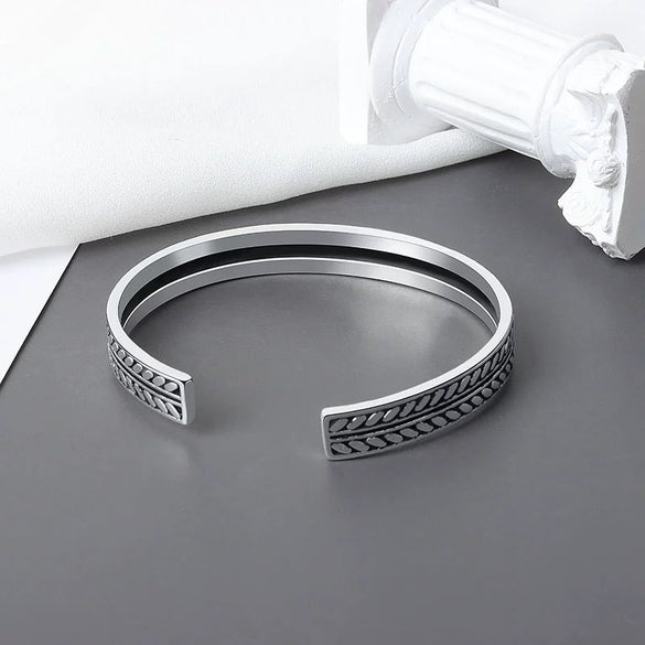 Handmade Retro Feather Leaf Fashion Geometric Copper S925 Silver Electroplated Unisex Bracelet