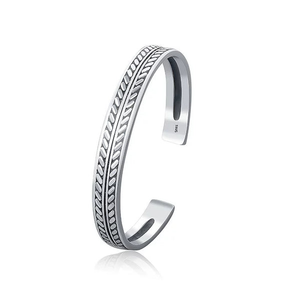 Handmade Retro Feather Leaf Fashion Geometric Copper S925 Silver Electroplated Unisex Bracelet