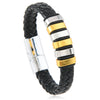 Handmade Retro Geometric Leather Alloy Magnetic Buckle Handwoven Bracelet For Men And Women