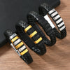 Handmade Retro Geometric Leather Alloy Magnetic Buckle Handwoven Bracelet For Men And Women