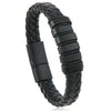 Handmade Retro Geometric Leather Alloy Magnetic Buckle Handwoven Bracelet For Men And Women