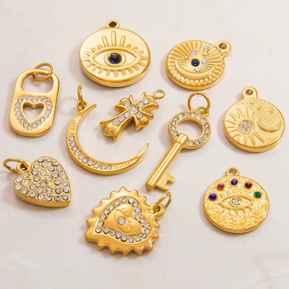 Handmade Retro Geometric Stainless Steel Jewelry Accessories With Electroplating And Totem Pattern For Necklace Pendant