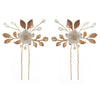 Handmade Retro Goldtone Alloy Ushaped Hairpin With Ceramic Flower And Pearl Accents For Bridal Hair Accessories