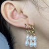 Handmade Retro Style Natural Freshwater Pearl Earrings 925 Silver Rice Shape And Droplet Shape