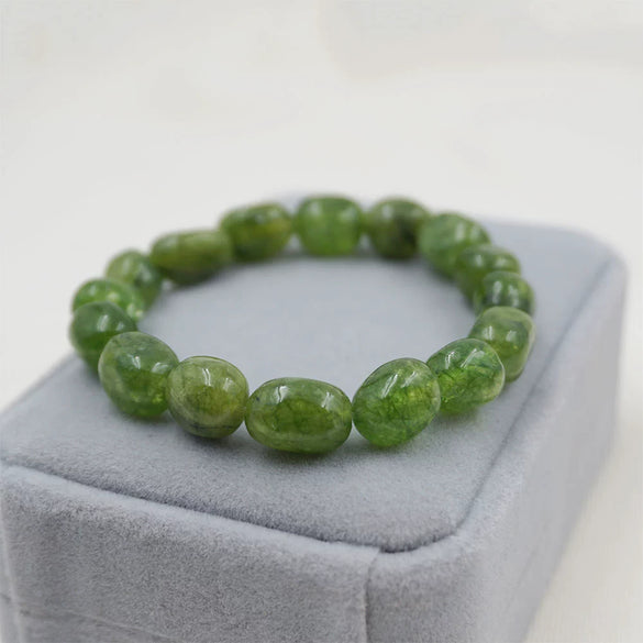 Handmade Retro Tourmaline Elastic Rope Bracelet With Irregular Pith Shape And Beaded Pattern