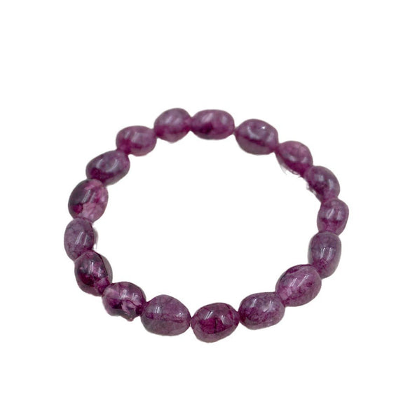 Handmade Retro Tourmaline Elastic Rope Bracelet With Irregular Pith Shape And Beaded Pattern