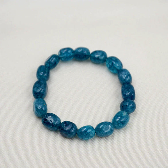 Handmade Retro Tourmaline Elastic Rope Bracelet With Irregular Pith Shape And Beaded Pattern