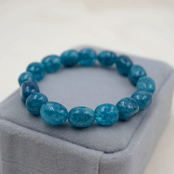 Handmade Retro Tourmaline Elastic Rope Bracelet With Irregular Pith Shape And Beaded Pattern