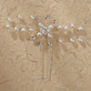 Handmade Rhinestone And Pearl Leaf U Shaped Hair Pin Bridal Wedding Hair Accessory