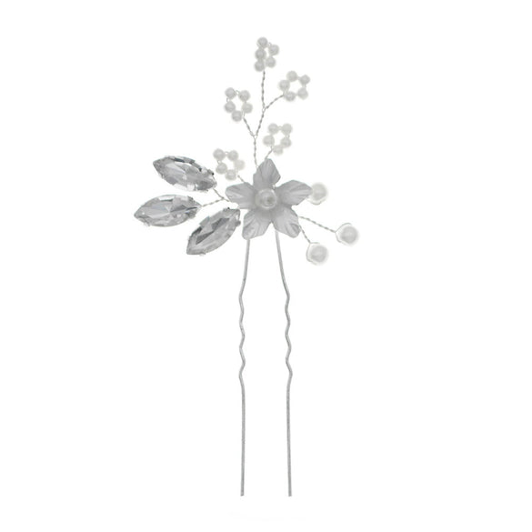 Handmade Rhinestone Flower Pearl Ushaped Hairpin Bridal Hair Accessory Antiqueinspired Elegant Headpiece