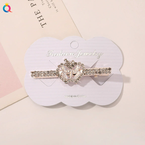 Handmade Rhinestone Heart Hair Claw Clip For Women Sparkling Bangs Grip Hair Accessory