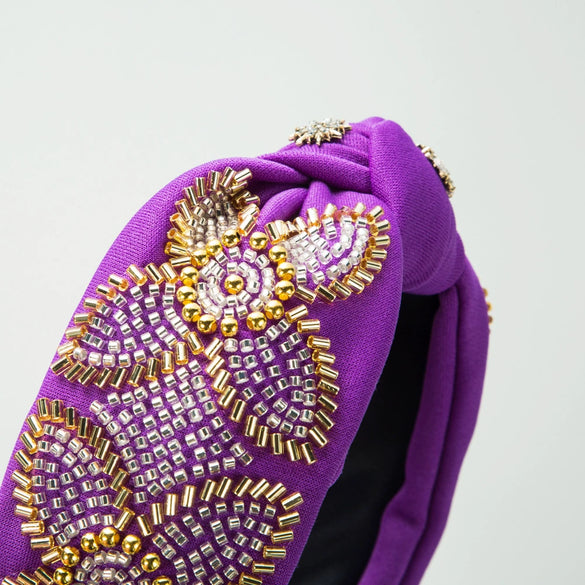 Handmade Rice Beads Flower Wide Headband Women's Hair Accessories