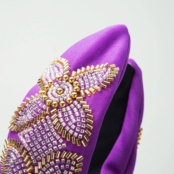 Handmade Rice Beads Flower Wide Headband Women's Hair Accessories