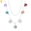 Handmade Round Hollow Tree Of Life Pendant Necklace With Colorful Stone Accents Long O Chain Sweater Necklace Personality Style