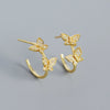 Handmade S925 Silver Cshaped Butterfly Earrings With Electroplating Animal Style