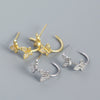 Handmade S925 Silver Cshaped Butterfly Earrings With Electroplating Animal Style