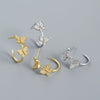 Handmade S925 Silver Cshaped Butterfly Earrings With Electroplating Animal Style