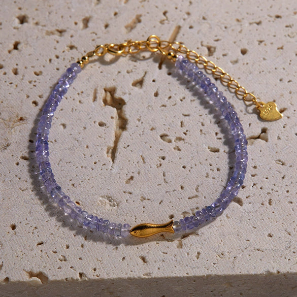 Handmade S925 Sterling Silver Natural Tanzanite Geometric Women's Necklace Regular Chain