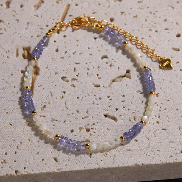 Handmade S925 Sterling Silver Natural Tanzanite Geometric Women's Necklace Regular Chain