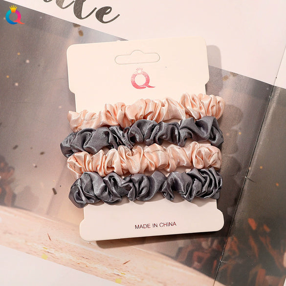 Handmade Satin Hair Tie Set For Women Thin Ponytail Scrunchies With Stylish Personality Design
