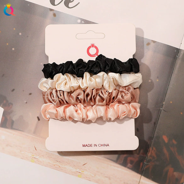 Handmade Satin Hair Tie Set For Women Thin Ponytail Scrunchies With Stylish Personality Design