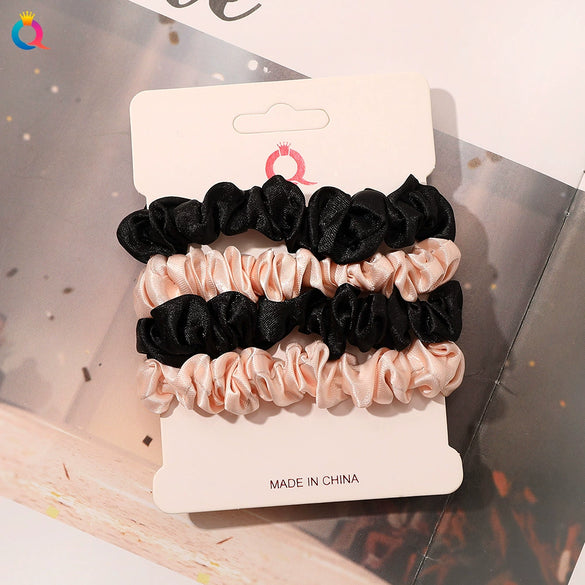 Handmade Satin Hair Tie Set For Women Thin Ponytail Scrunchies With Stylish Personality Design