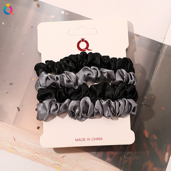 Handmade Satin Hair Tie Set For Women Thin Ponytail Scrunchies With Stylish Personality Design