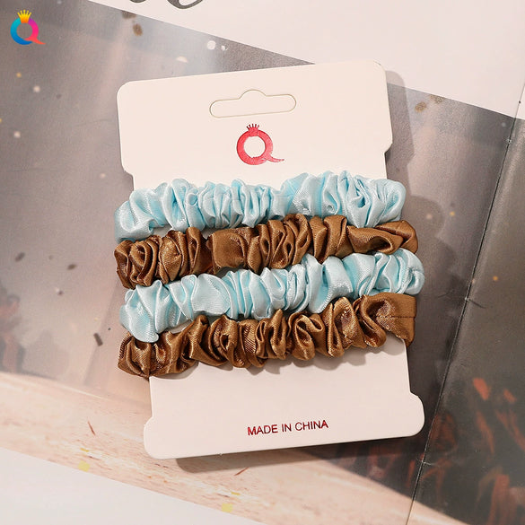 Handmade Satin Hair Tie Set For Women Thin Ponytail Scrunchies With Stylish Personality Design